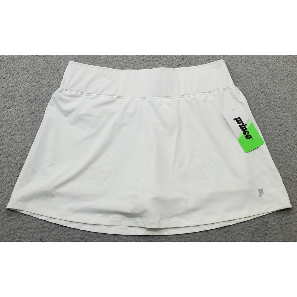 Prince Tennis Activewear Skort Womens L White Stretch Performance Elastic Waist